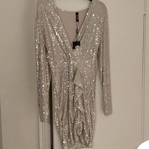Silver Sequined embellished dress